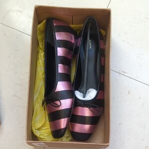 Maeve Black and Pink Striped Flats